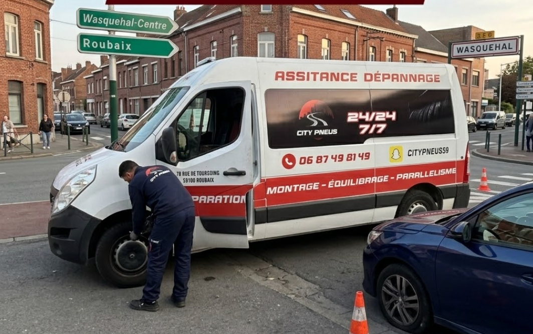 Intervention pneu crevé Wasquehal