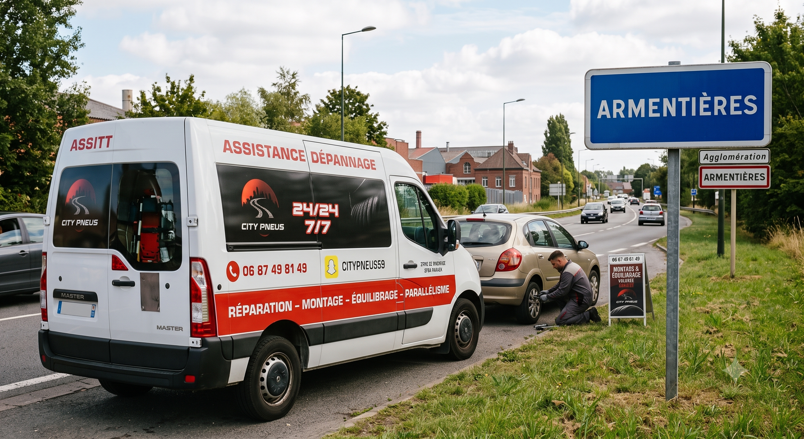 Dépanneuse City Pneus intervention crevaison à Armentières